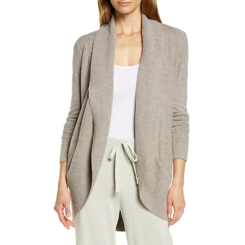 Barefoot Dreams Cozychic Lite Circle Cardigan Open Front Sweater Taupe XS / S